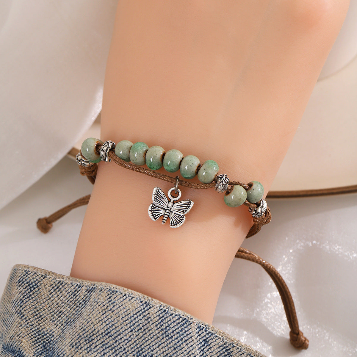 Wholesale Ethnic Retro Butterfly Beaded Hand-woven Adjustable Bracelet